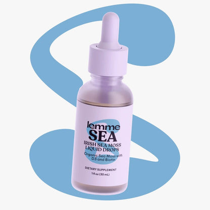 Lemme Irish Sea Moss Organic Liquid Drops with Vitamin D3 and Biotin for Trace Mineral Support 1 oz, 30 Servings